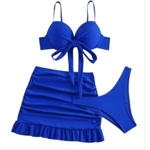 Royal Blue Ruffled Skirt Bikini Set